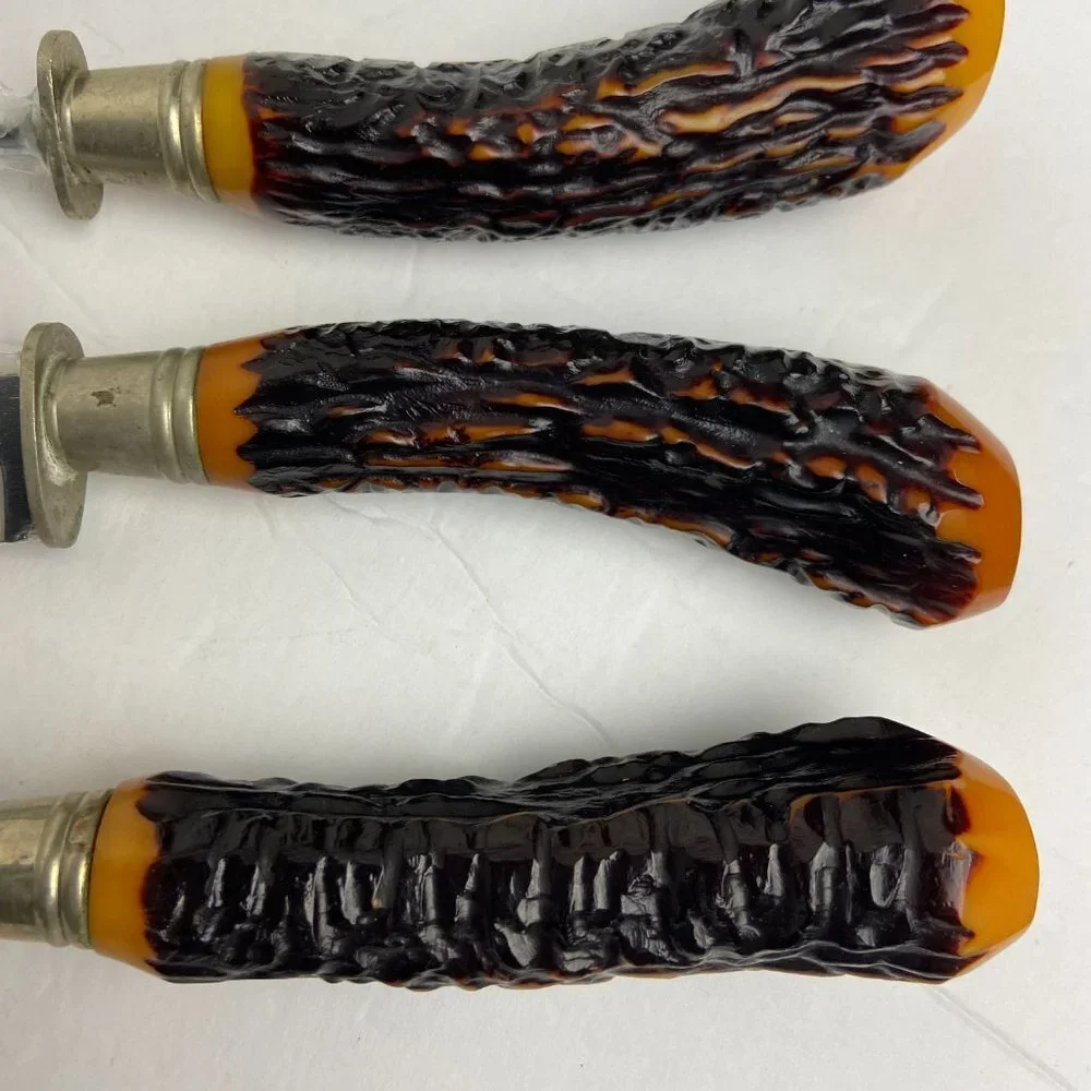 Vintage 1960’s Flint Stainless Vanadium USA Carving Set Bakelite Handles